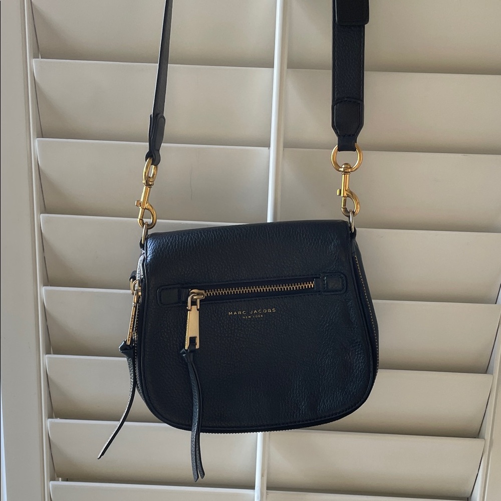 Marc Jacobs Black Crossbody Bag with Gold Accents